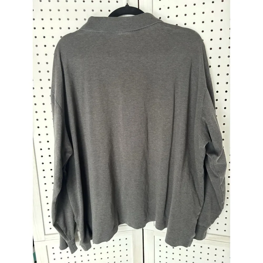 Polo Ralph Lauren‎ Mens Size 2XB Gray Soft Touch Cotton Long Sleeve Polo Shirt